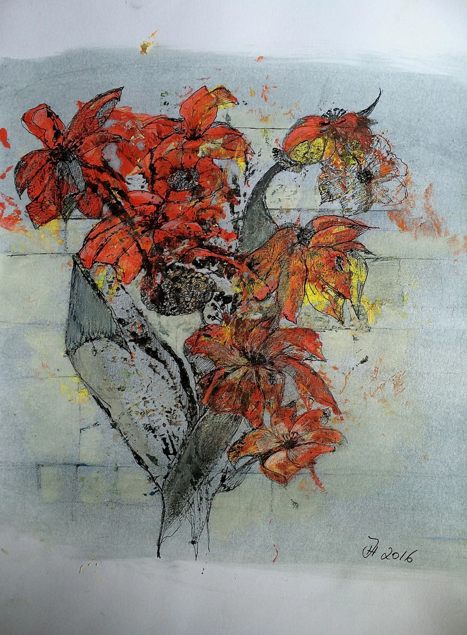 mauerblümchen,acryl_und_tusche_auf_papier,din_a_4,2016